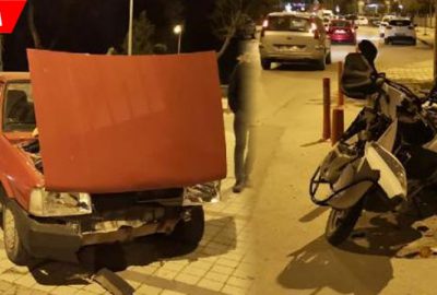 Otomobille motosiklet çarpıştı: 1 yaralı