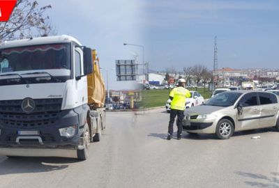 Kamyon, otomobile çarptı: 1 yaralı