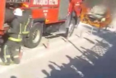Seyir halindeyken alev aldı