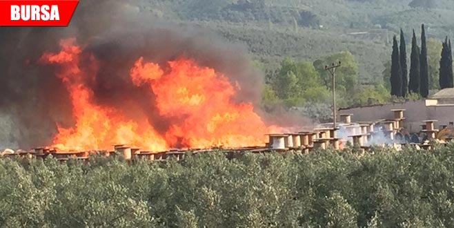 Ahşap makaralar çıra gibi yandı