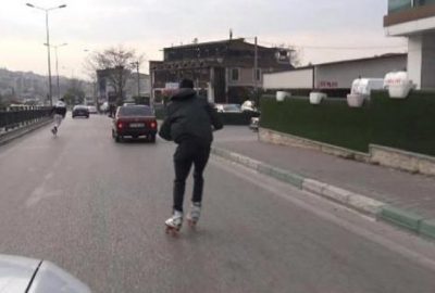 Patenli gençlerin trafikte tehlikeli yolculuğu