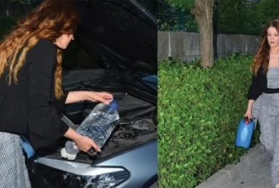 Otomobiline bidonlarla su taşıdı