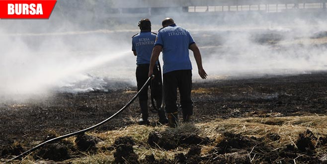 Tutuşan ot balyaları güçlükle söndürüldü
