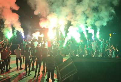 Bursasporlu taraftarlardan buruk kutlama