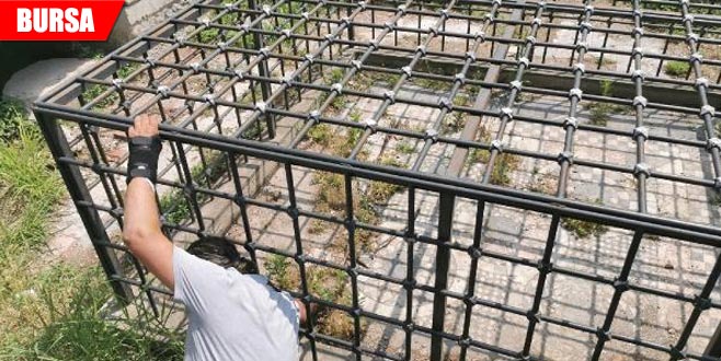 Kafese alınan tarihi mozaik yabani otlardan görünmüyor Kafese alınan tarihi mozaik yabani otlardan görünmüyor