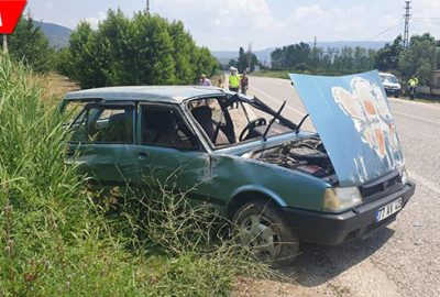 Takla atan araçtan sağ çıktılar