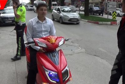 Polis çakarlı elektrikli bisiklete ceza