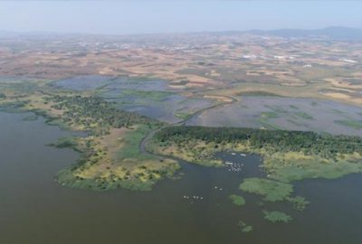 Su altında kalan tarım arazileri havadan görüntülendi
