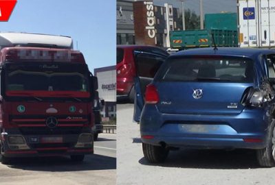 Sıkıştırdığı otomobili metrelerce sürükledi