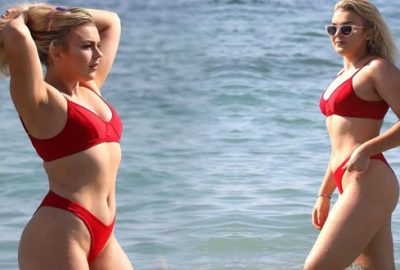 Kırmızı bikinisiyle nefes kesti!