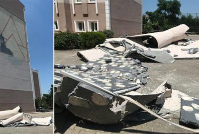 Faciadan dönüldü! Dış cephenin çökme anı kamerada