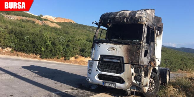 Park halindeki TIR alev alev yandı