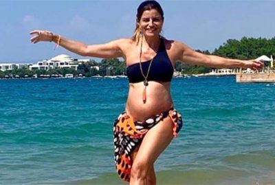 6 aylık hamile olan ünlü sunucu plajda fenalaştı