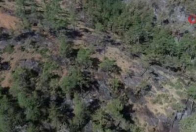 Küle dönen bölgeler havadan görüntülendi