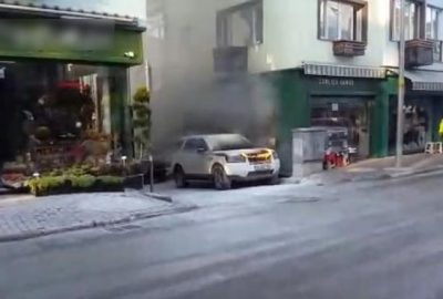 Park halindeki lüks cip alev alev yandı