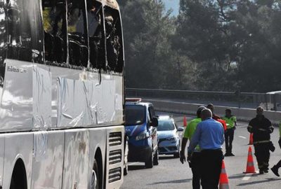 Yolcu otobüsü yandı