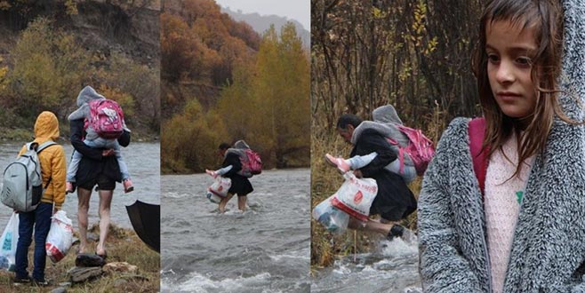 Dağları aşıp sulardan geçiyor! Çocukları okusun diye…