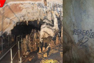 3 bin yıllık mağaraya sprey boyalı saldırı