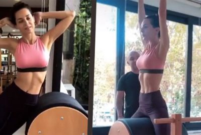 Kaslarıyla şov yaptı