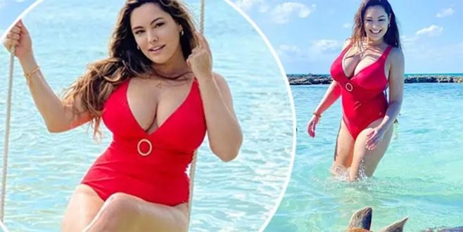 Kilolarıyla gündemde olan ünlü ismin sahil pozları gündem oldu