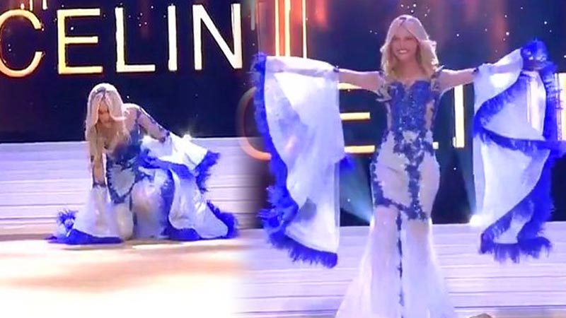 Güzellik yarışmasında iç çamaşırı düştü