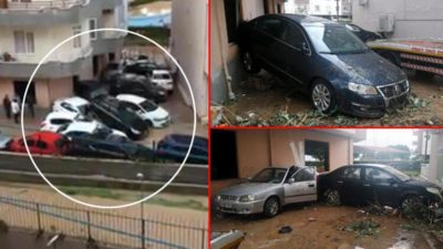Felaketi yaşadılar! Ne bulduysa sürükledi, araçlar üst üste yığıldı