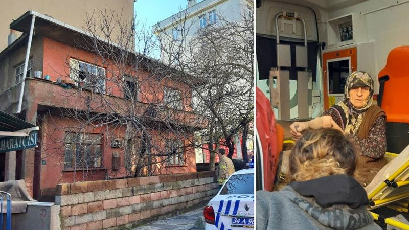 İstanbul Ümraniye'de yangın çıkan evini terk etmek istemeyen yaşlı kadını