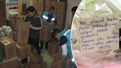 Yardım paketinden çıkan not duygulandırdı