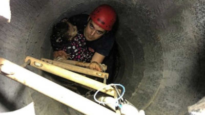 Küçük kız 8 metrelik kuyuya düştü