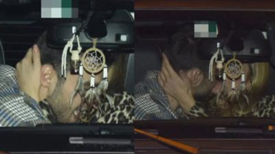 Kimseye aldırmadı! Öpücüklere boğdu