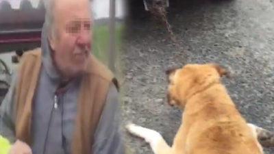 Köpeği otomobilinin arkasına bağlayıp yerde sürükledi