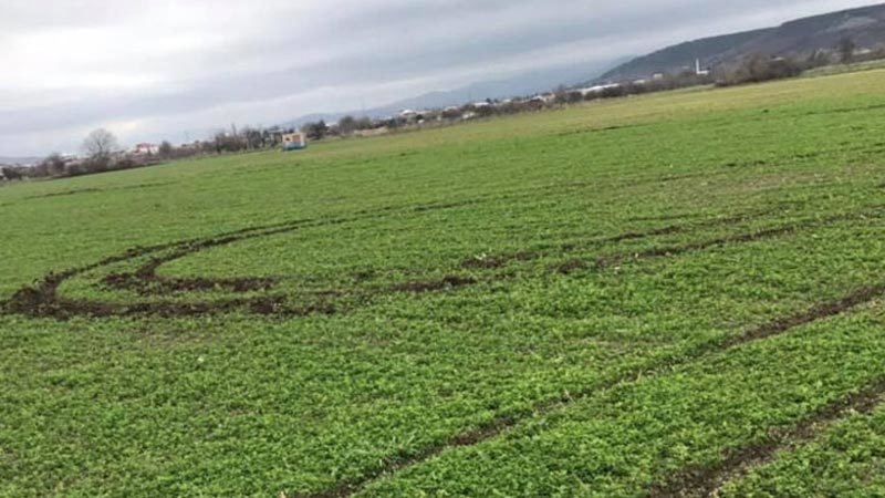 Tarlasına gidince bu şekilleri gördü! İnanamadı Bursa’nın Mustafakemalpaşa ilçesinde tarım alanında off road yapan magandalar maddi