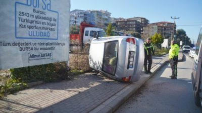 Takla atan araçtan sağ çıktı