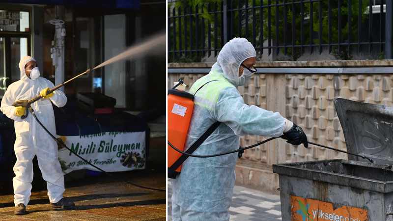 Olağanüstü gayretle dezenfeksiyon-temizlik çalışması