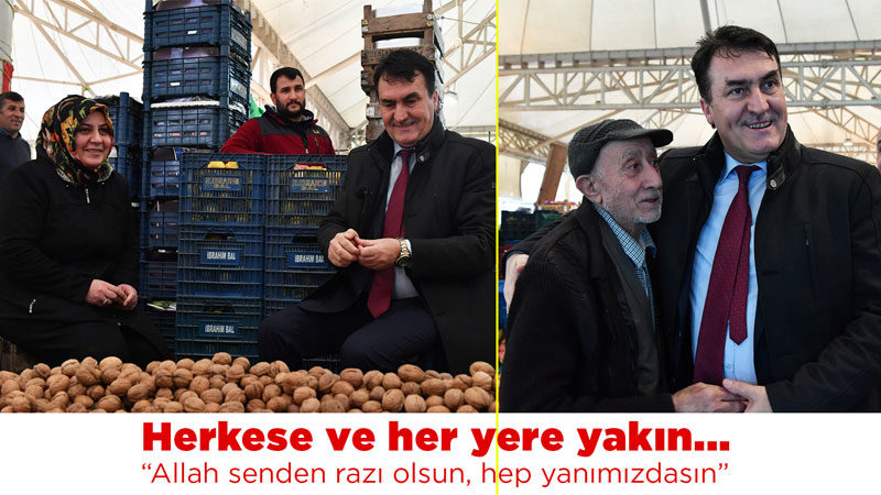 Dikkaldırım Mahallesi’nde önce vatandaş ve pazarcılar ardından hasta ziyaretinde bulunan
