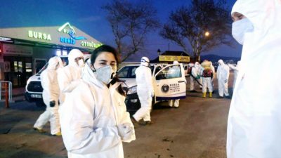 Büyükşehir’in dezenfektan ordusu Mudanya’da