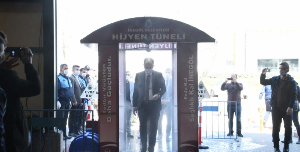 İnegöl’de Hijyen Tüneli kuruldu