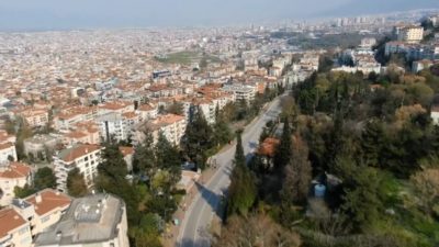 Bursa’da boş caddeler havadan görüntülendi