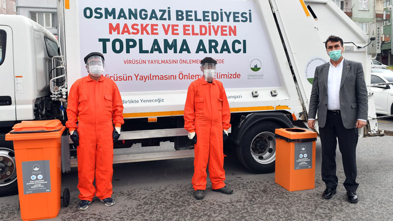 Bursa’da atık maske ve eldivenler için özel ekip