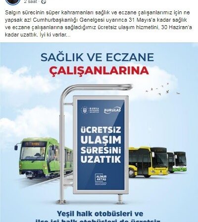 Bursa Büyükşehir’den sağlık çalışanlarına destek