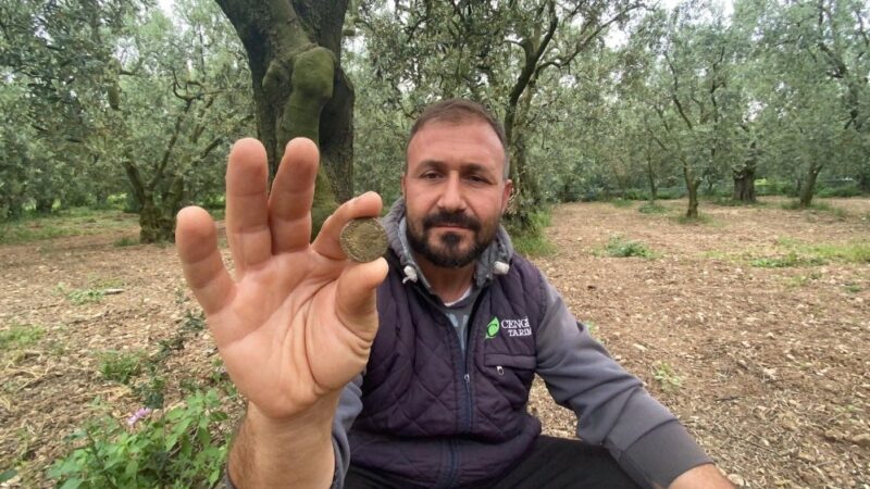Bursa’da tarladan 2200 yıllık sikke çıktı Bursa’nın İznik ilçesinde bir çiftçi tarlasında zeytin ağaçlarını ilaçlarken Roma