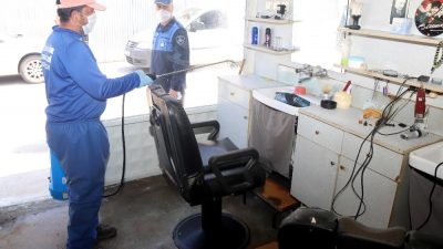 Yenişehir’de berber ve kuaför salonları dezenfekte edildi