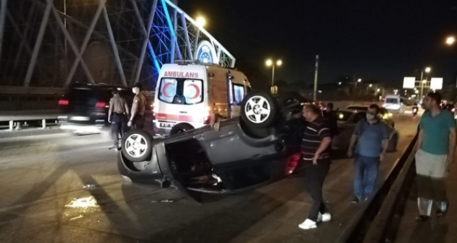 Bursa’da kontrolden çıkan otomobil takla attı: 2 yaralı