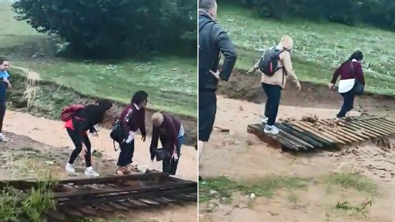 Selden mahsur kalan turistler böyle kurtuldu Selden mahsur kalan turistler böyle kurtuldu