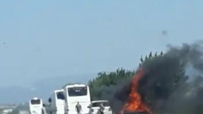 Bursa’da otomobil alev alev yandı