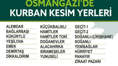 Osmangazi Belediyesi kurban kesim yerlerini açıkladı