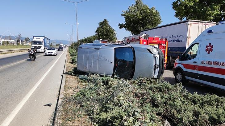 Bursa’da feci kaza! Kontrolden çıkıp takla attı