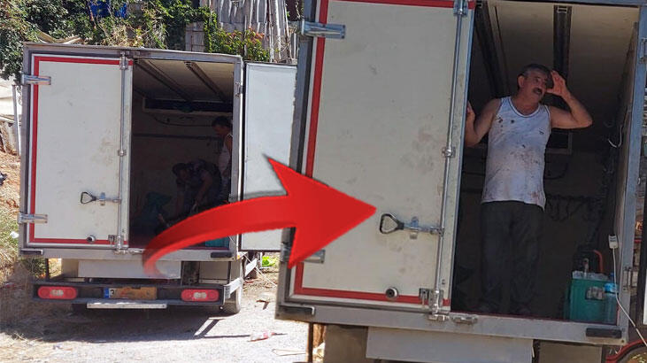 Plakayı kartonla kapattı! Kamyon kasasında şok manzara