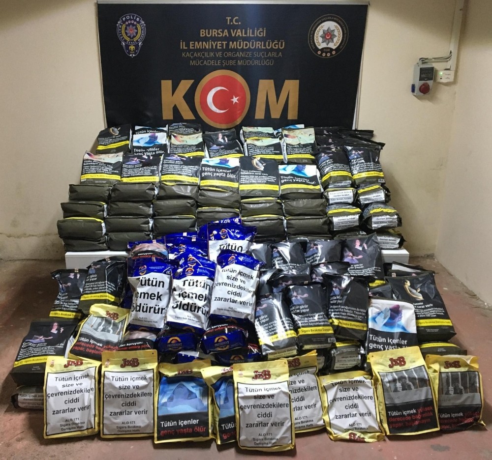 Bursa’da 186 kilo bandrolsüz tütün ele geçirildi