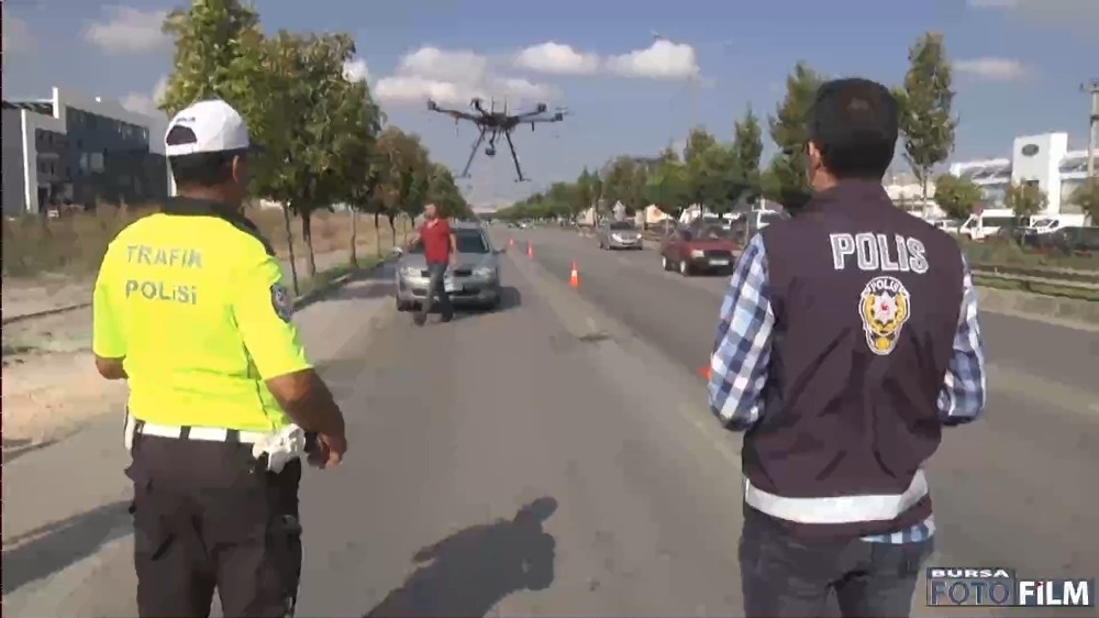 Bursa’da bayram öncesi havadan trafik denetimi